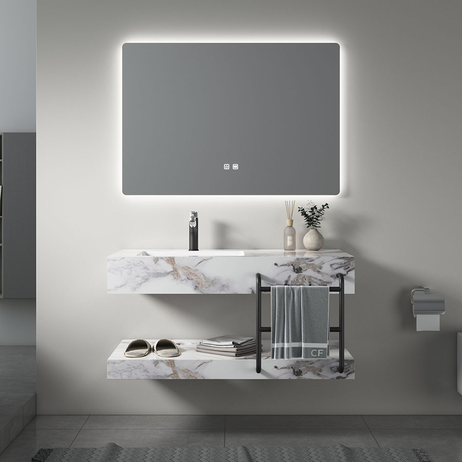 Hotel modern design factory price new bathroom mirror cabinet with light mirror cabinet for bathroom bathroom vanity cabinet Featured Image