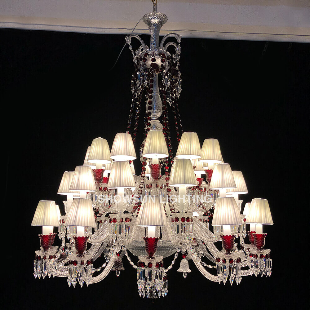 High End Replica Luxtre Baccarat 36 Lights Clear & Red Zenith Baccarat Crystal Lighting