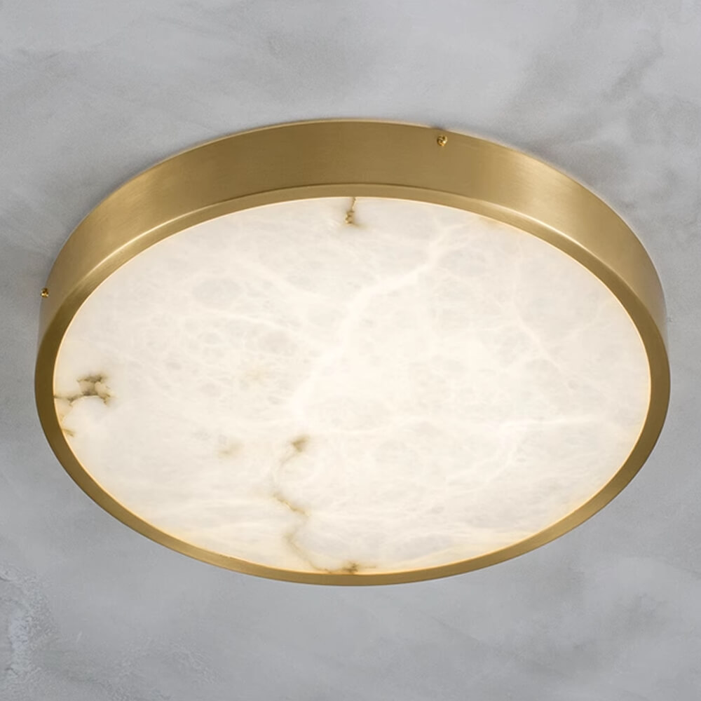 12/16/20/24 Inch Round Modern Brass & Alabaster Ceiling Light