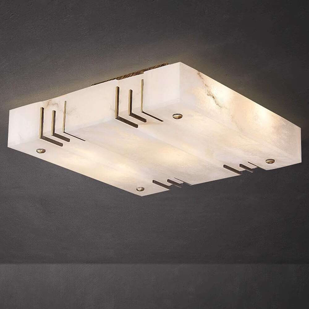 16/24/ 31.5 Inch Square Modern Alabaster Ceiling Lamp