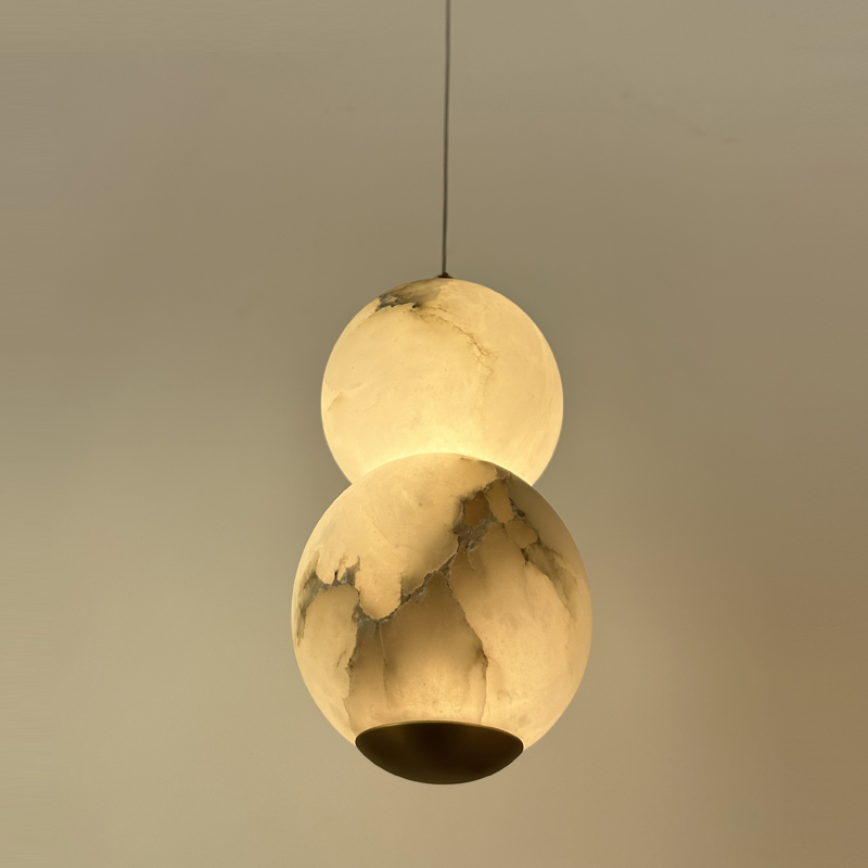 Lámpara colgante moderna de alabastro Two Balls