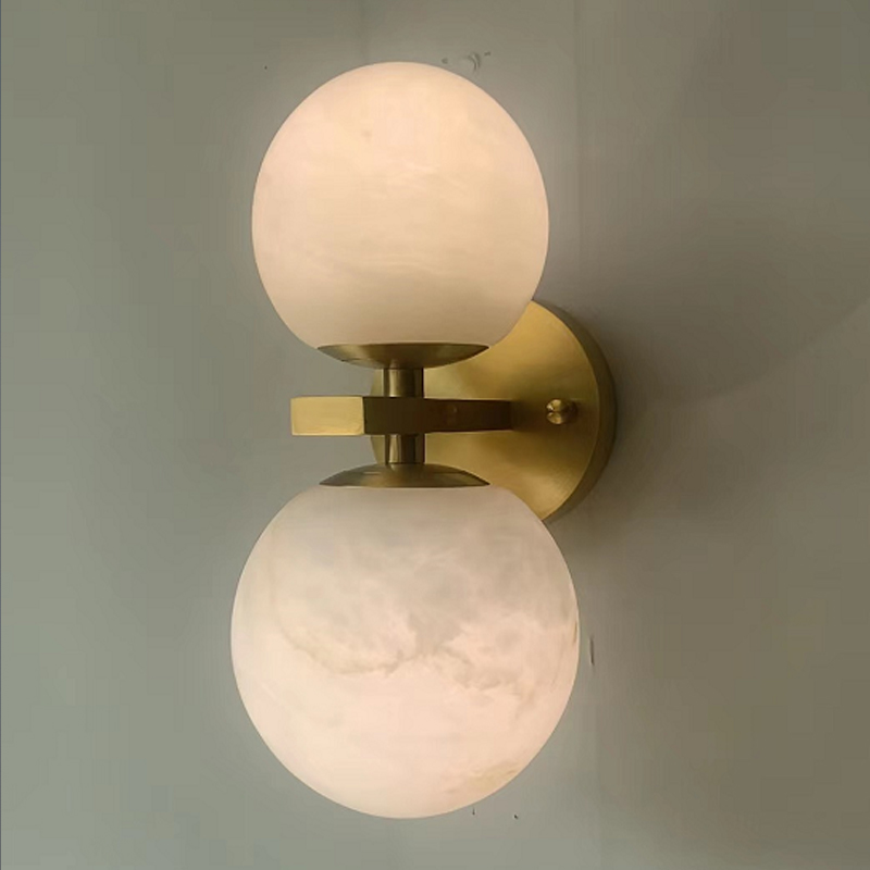 Up and Down Modern Alabaster Ball Wall Sconce