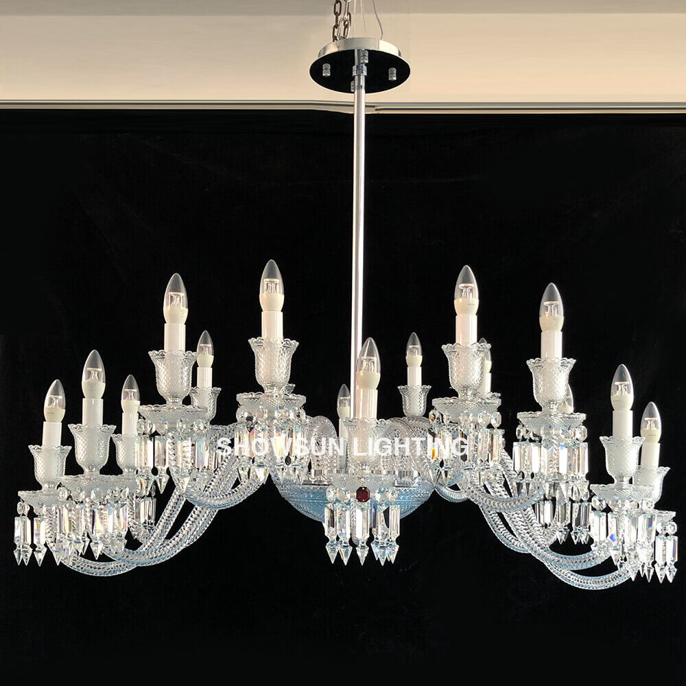 16 Lights Replica Ellipse Baccarat Crystal Lighting Dining Room Chandelier