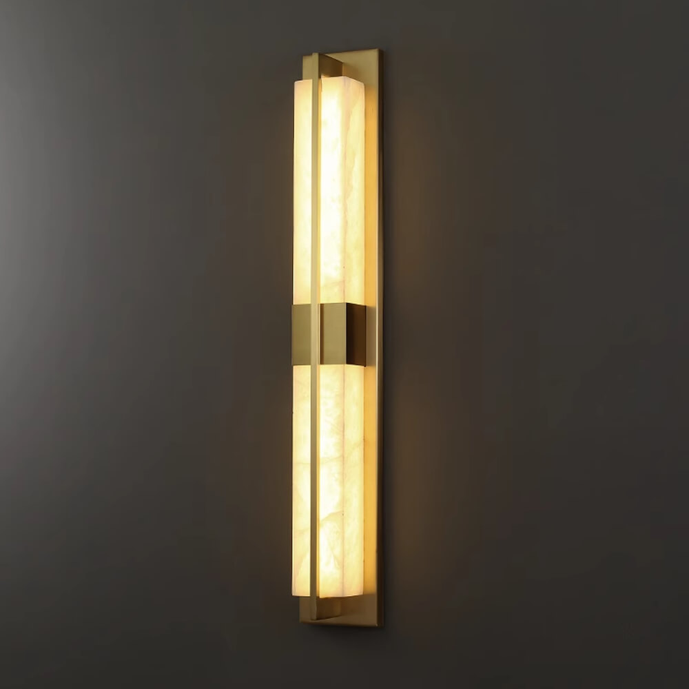 24/31.5 Inch Modern Alabaster and Brass Wall Sconce