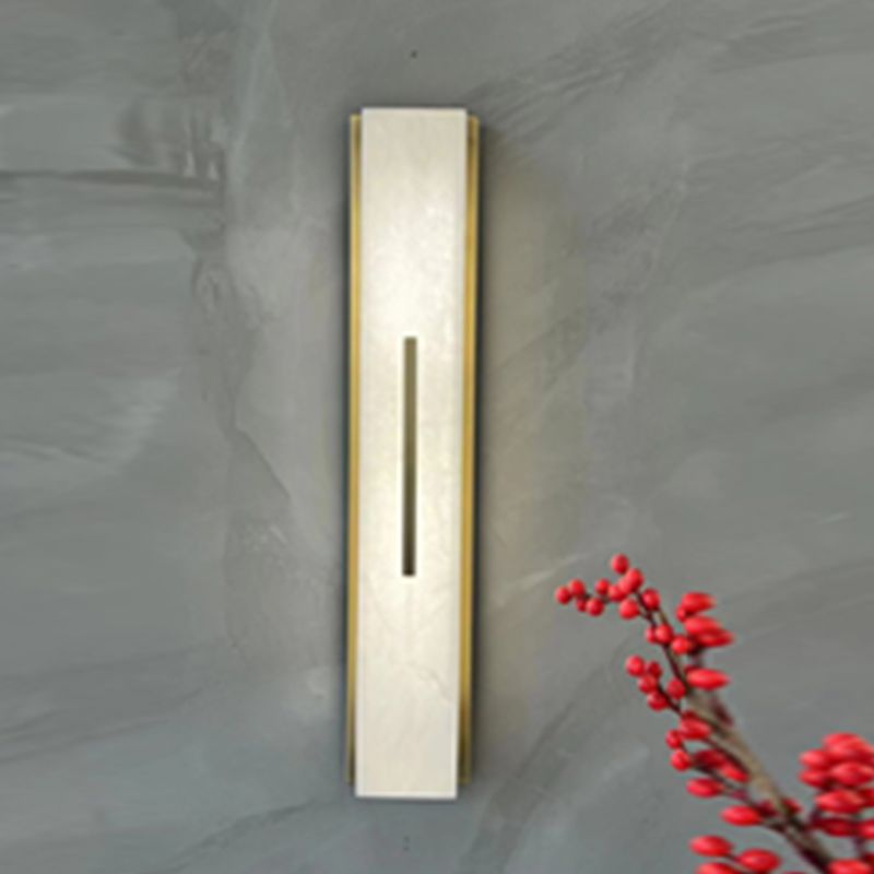 24/31.5 Inch Modern Brass and Alabaster Wall Sconce