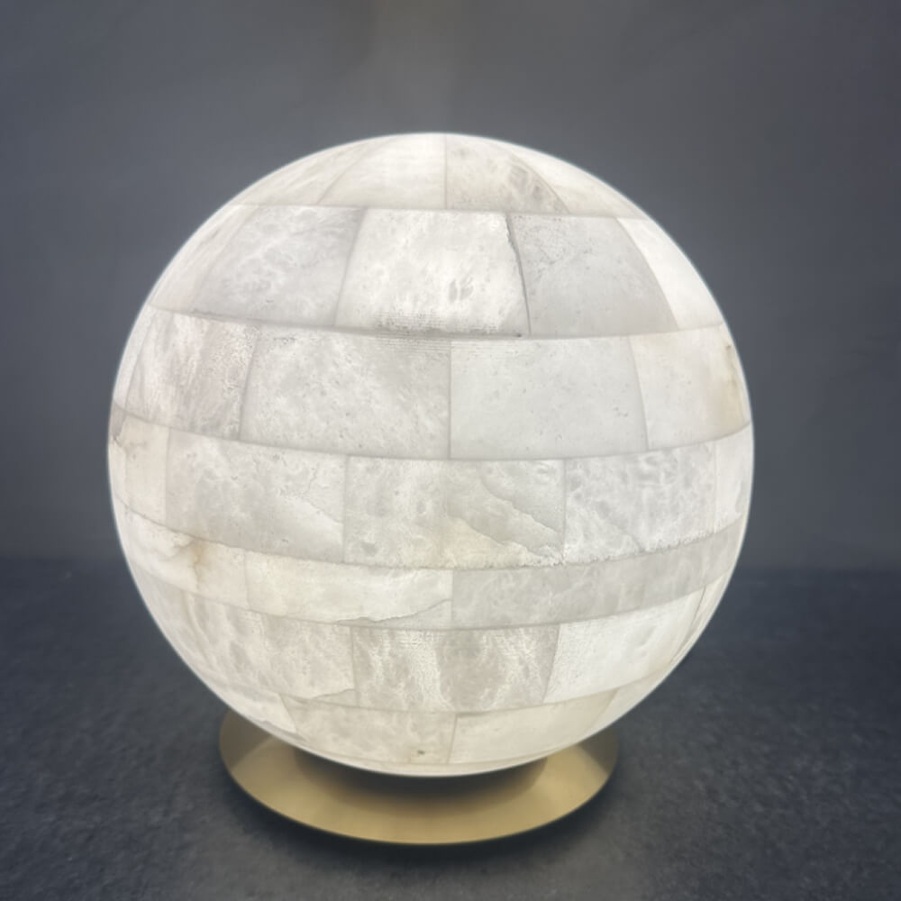 Lâmpada de mesa de bola de alabastro de 12 polegadas
