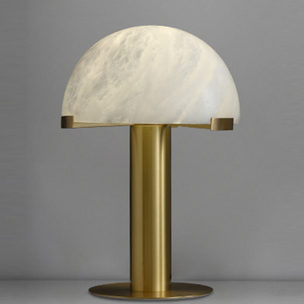 Mushroom Brass and Alabaster Table Lamp