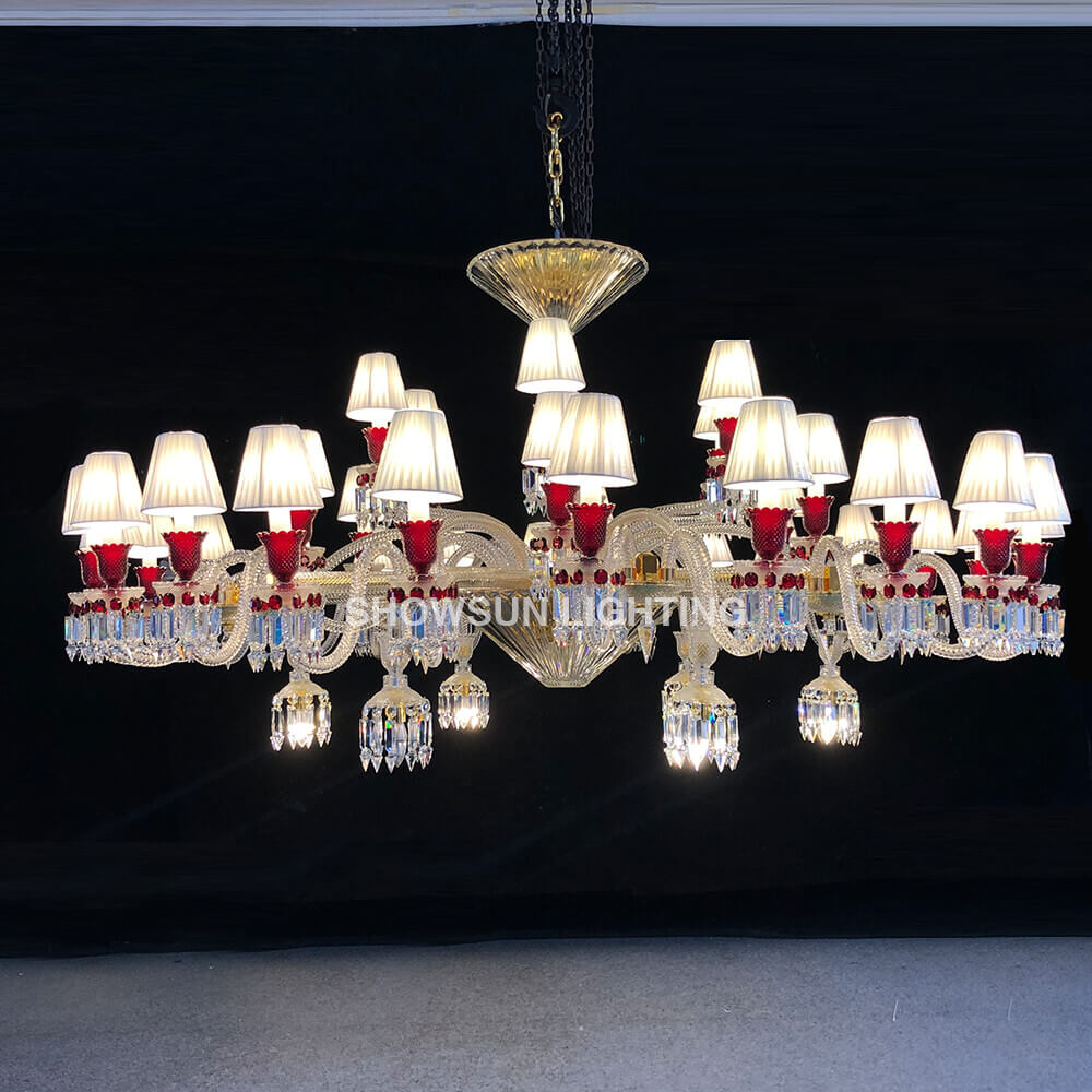 Customize Paris Baccarat Chandelier Clear & Red Crystal Chandelier with 36 Lampshades