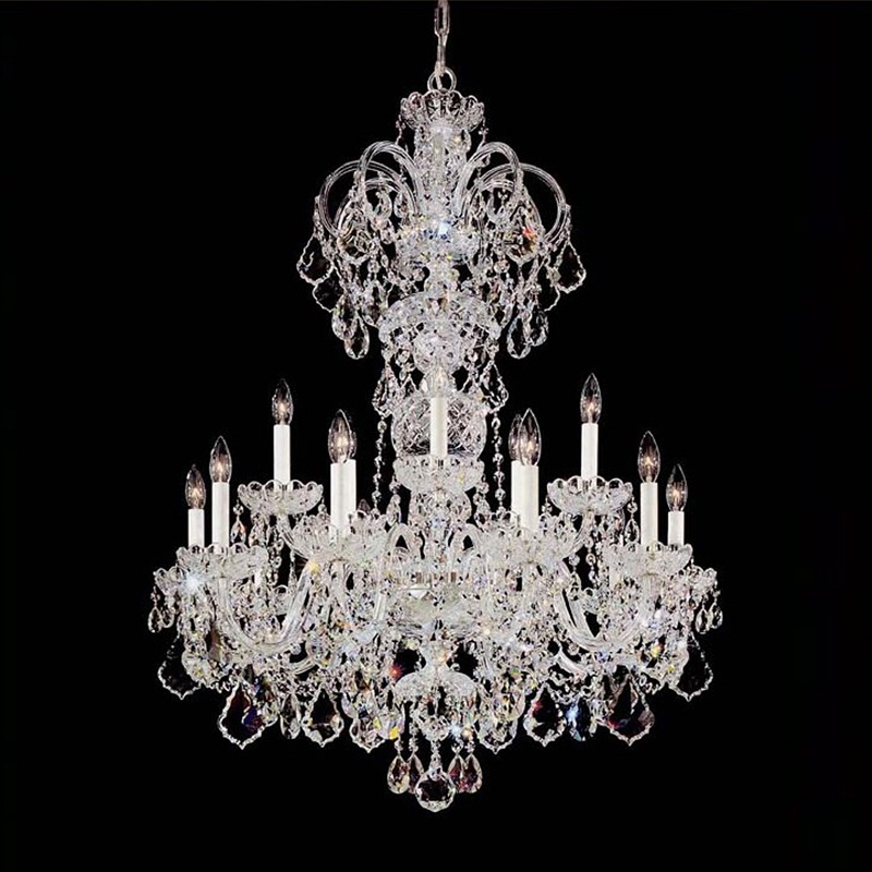 Lampadario di cristallo di Boemia a 15 luci per sala di banchetti di nozze