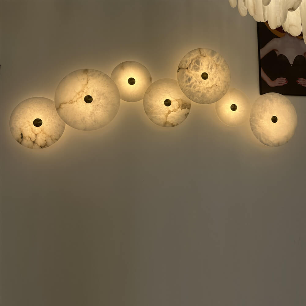 Multiple Size Modern Round Alabaster Wall Sconce