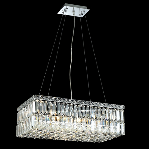Lampe suspendue en cristal rectangulaire moderne de 24 pouces