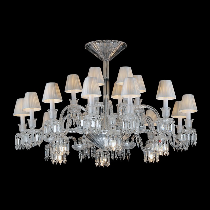 24 Lights Baccarat Crystal Chandelier with Lampshades