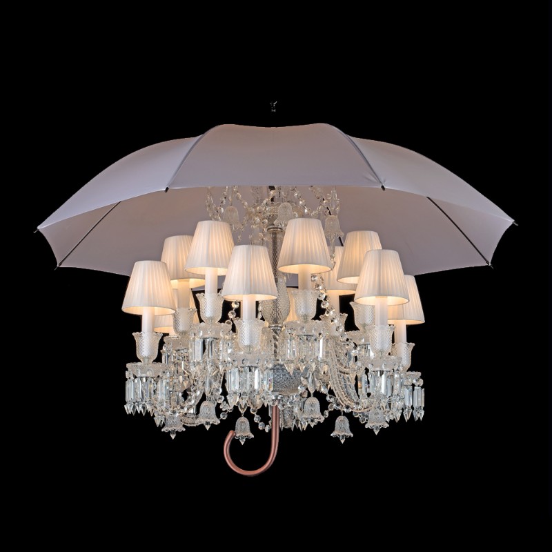 Illumination à 12 lumières en cristal de Baccarat avec parapluie