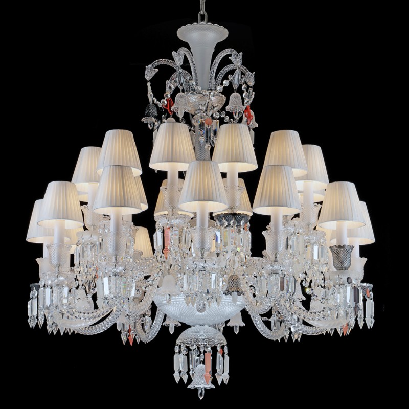 24 Lights Baccarat Crystal Chandelier with Lampshades