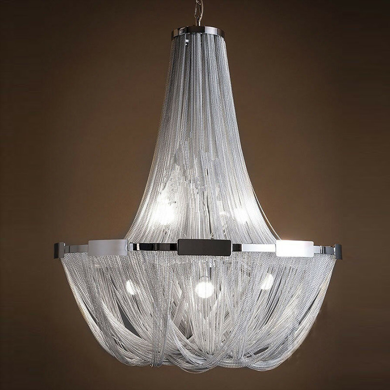 Lámpara colgante con borlas y cadena de aluminio, creativa y moderna