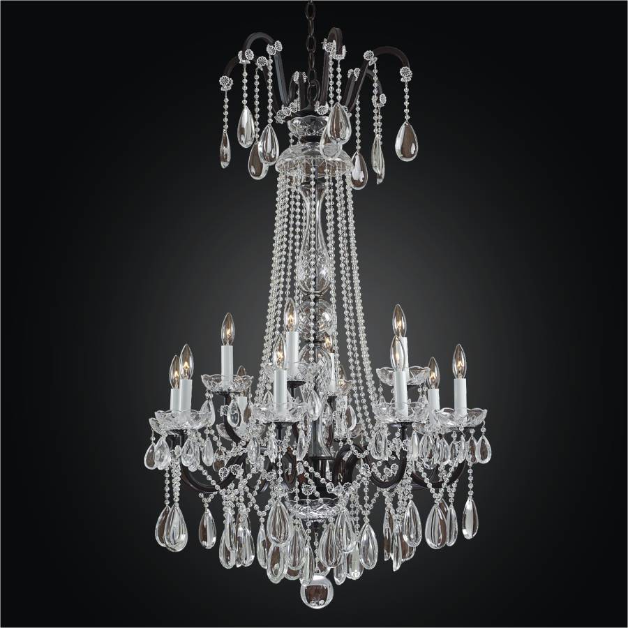 12 Lights Wrought Iron Crystal Chandelier