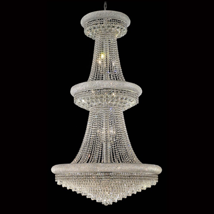 Lámpara de araña de cristal estilo imperio de 36 pulgadas y 3 niveles