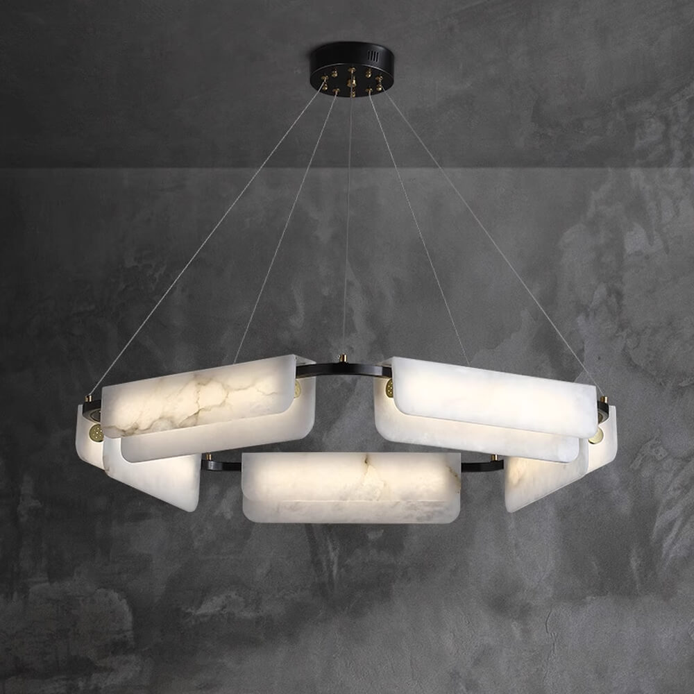 Solais Chandelier Cearcall 24 Inch Alabaster