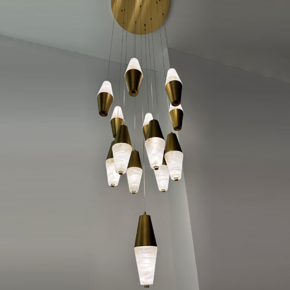 118 Inch Lang Modern Alabaster Chandelier Lighting foar Staircase
