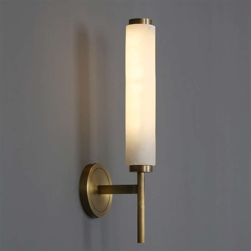 Single Light Brass and Alabaster Wall Sconce