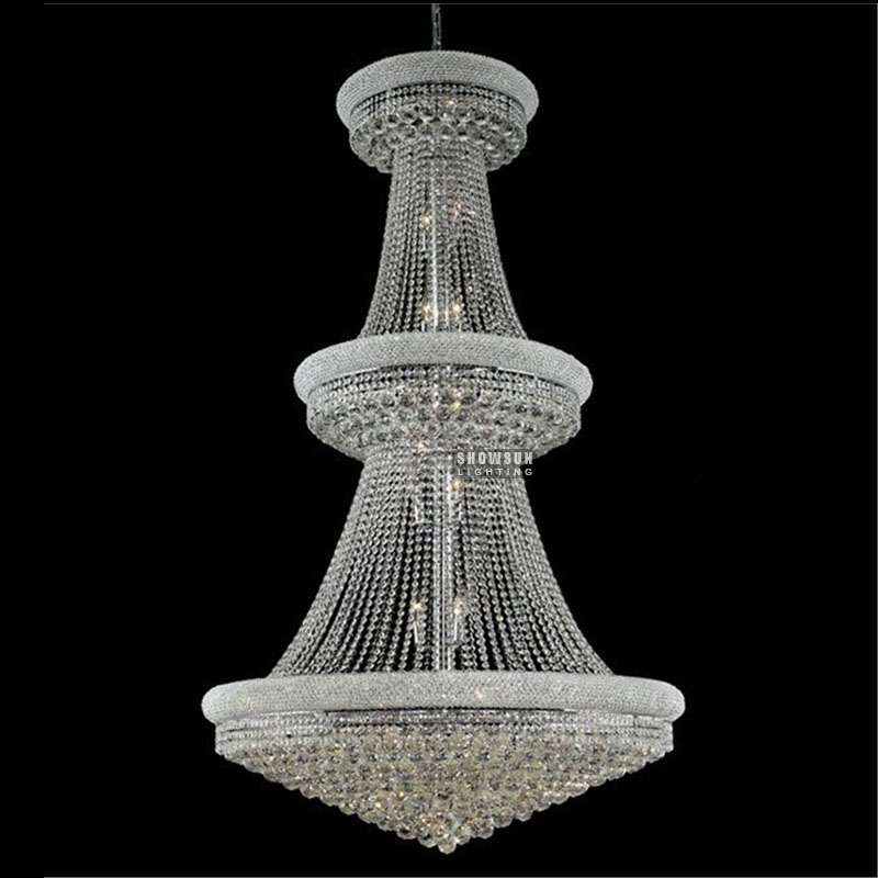 Lámpara de araña imperio de 42 polgadas Iluminación de lámpara de cristal para vestíbulo