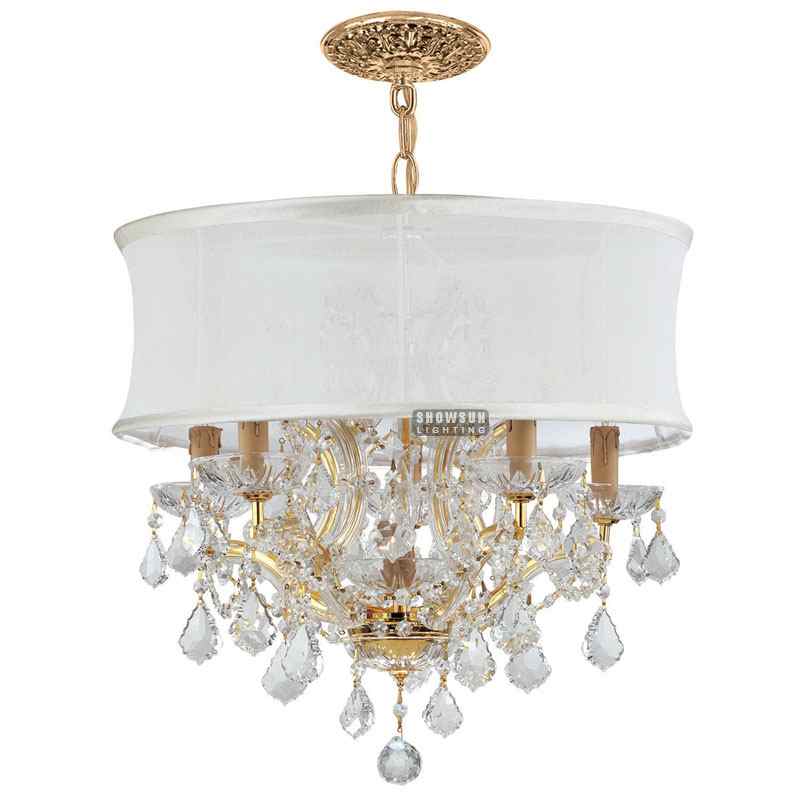 6 Lights Gold Maria Theresa Chandelier Whtie Lampshade