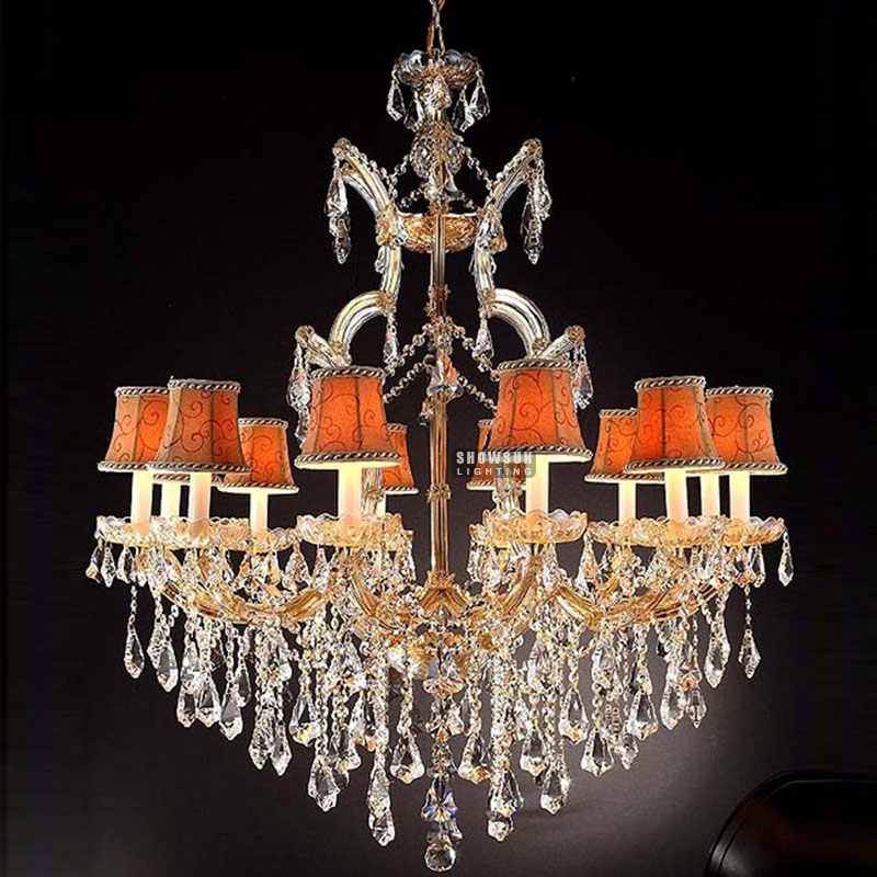 12 Lights Chrome Maria Theresa Chandelier With Lampshade