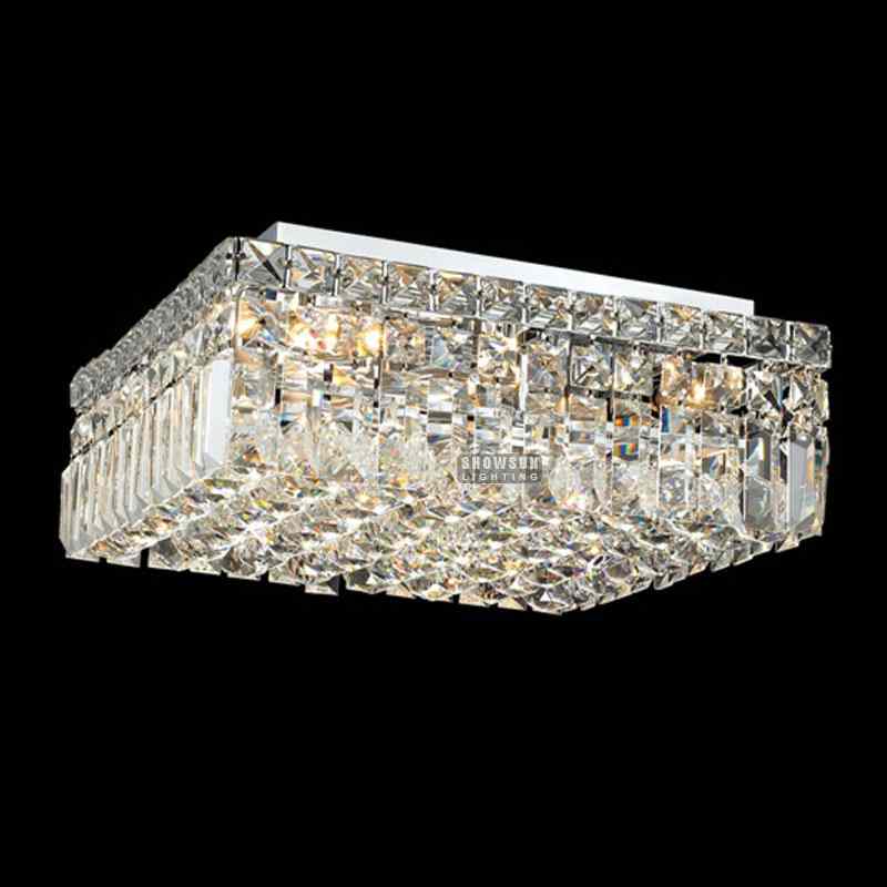 Ny sakany 40CM Rectangle Modern Crystal Ceiling Light Flush Mounted Lighting ho an'ny efitra fatoriana