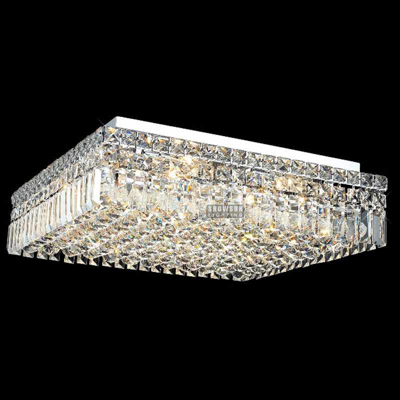 Breedte 50CM Rjochthoek Modern Crystal Ceiling Light Flush Mounted Lighting foar sliepkeamer
