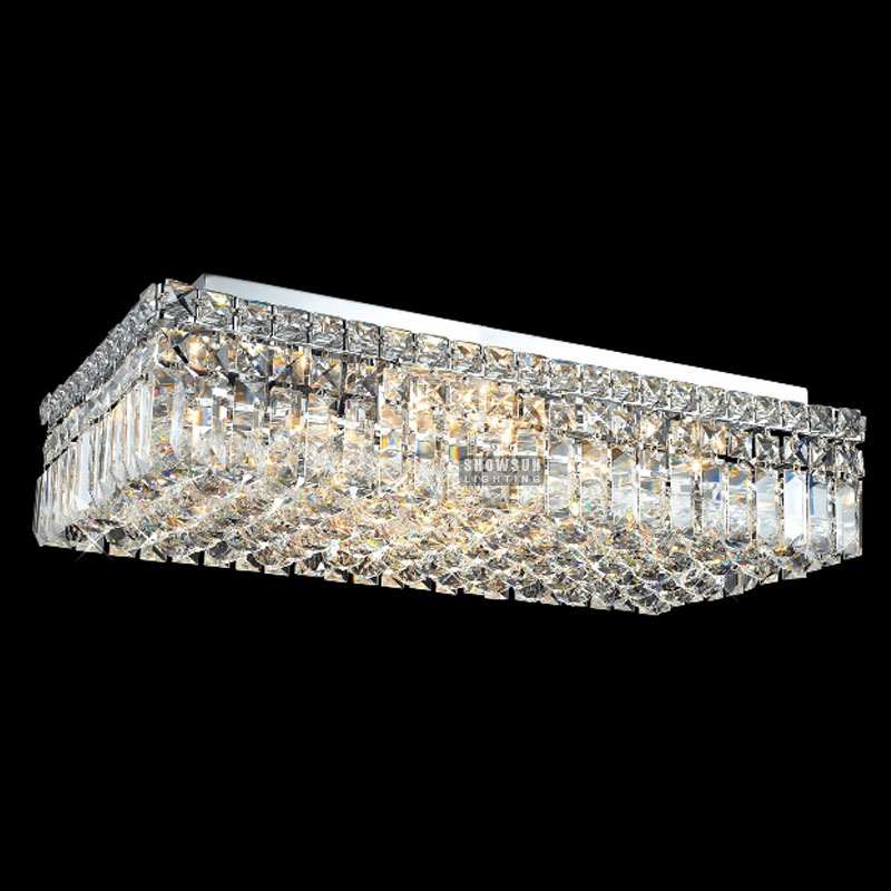 Width 60CM Rectangle Modern Crystal Ceiling Light Flush Mounted Lighting For Bedroom