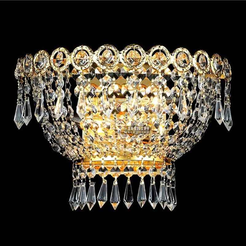 2 Lights Empire Style Wall Lamp Crystal Wall Sconce