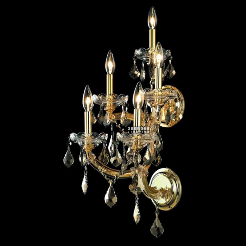5 İşıqlı Maria Theresa Divar Lampası K9 Kristal Divar Aplığı
