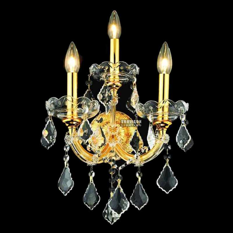 3-lichts Maria Theresa wandlamp K9 kristallen wandkandelaar