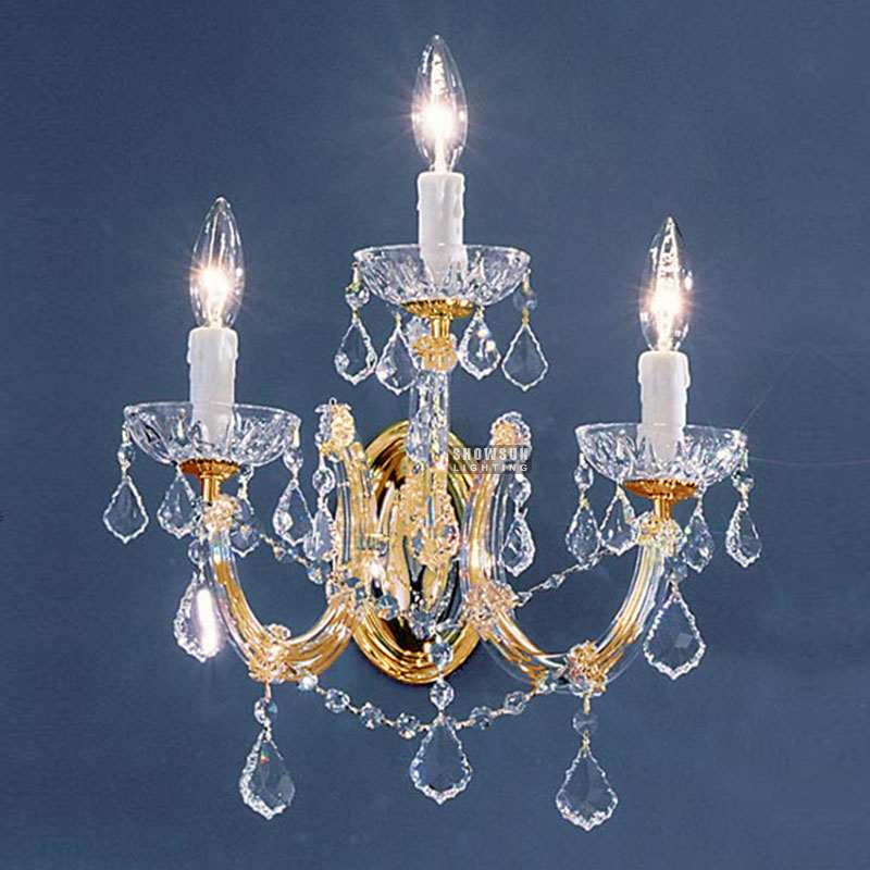 3 svjetla Maria Theresa Zidna svjetiljka K9 Kristalni zidni svijećnjak