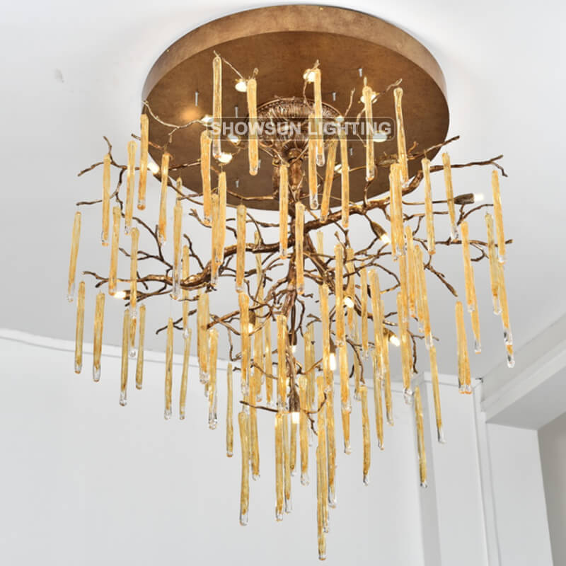 Serip Brass Şaxa Chandelier Ceiling Light