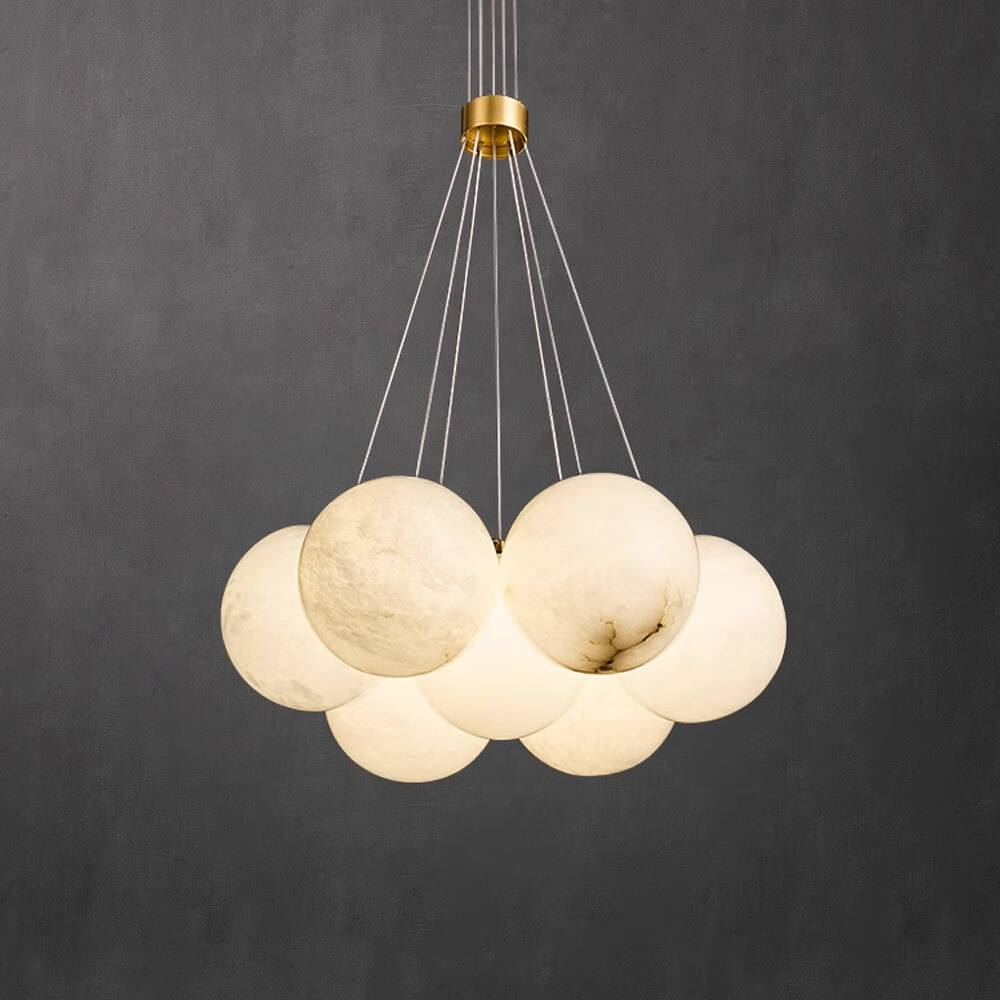 7 Globes Modern Hanging Alabaster Chandelier Light