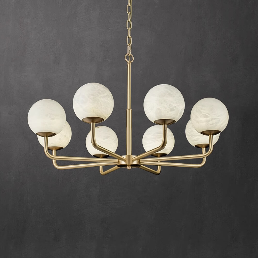 8 Globes Modern Alabaster Chandelier Lighting សម្រាប់បន្ទប់ទទួលភ្ញៀវ