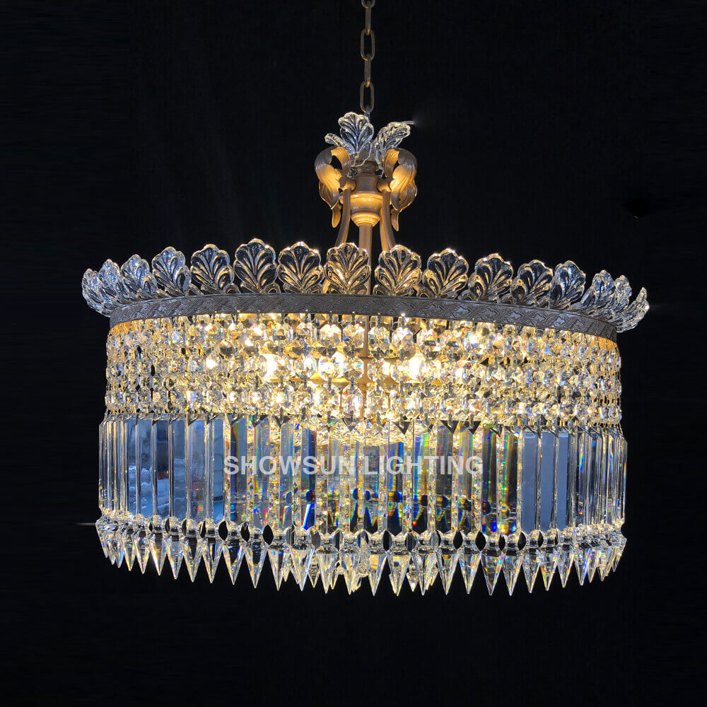 Illuminazione di cristallo del lampadario Baccarat ovale della crinolina da 32 pollici copiato di alta qualità