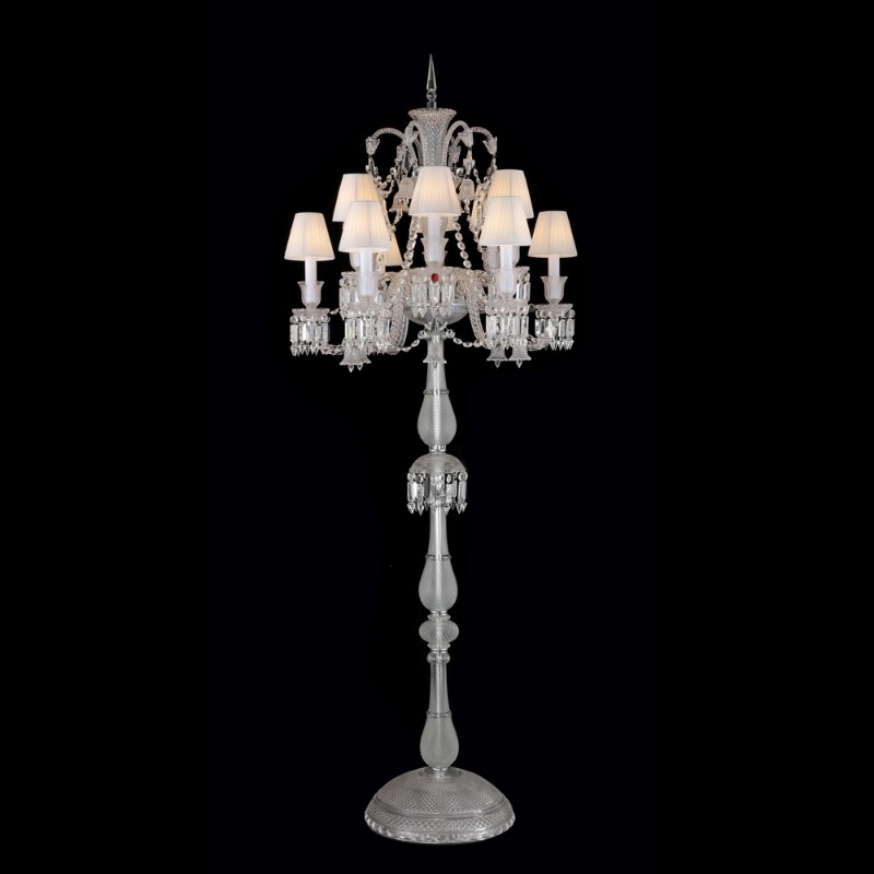 12 Lights Baccarat Floor Lamp with Fabric Shades