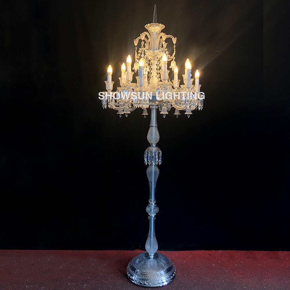Replika visokokvalitetne prozirne Baccarat podne svjetiljke s 12 svjetala za vjenčanje