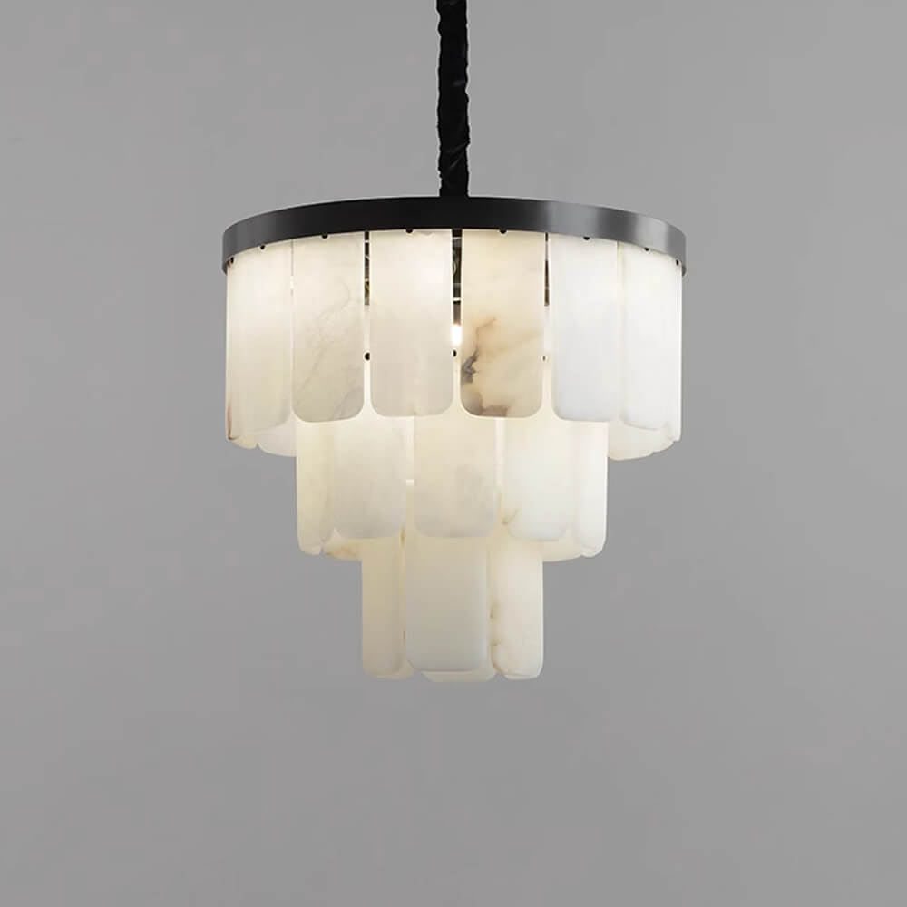 18X18 Inch Tiers Atọ obere Alabaster Chandelier Lighting