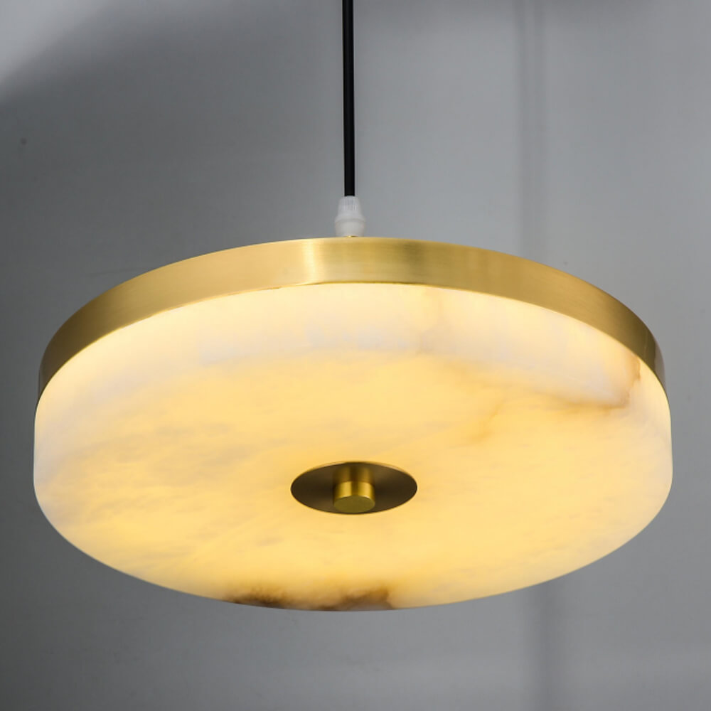 8/10/12 inch ronde moderne hanglamp van messing en albast