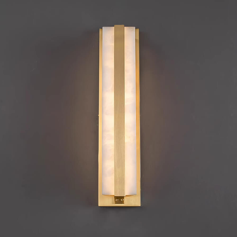 18 Inch Modern Alabaster and Brass Wall Sconce