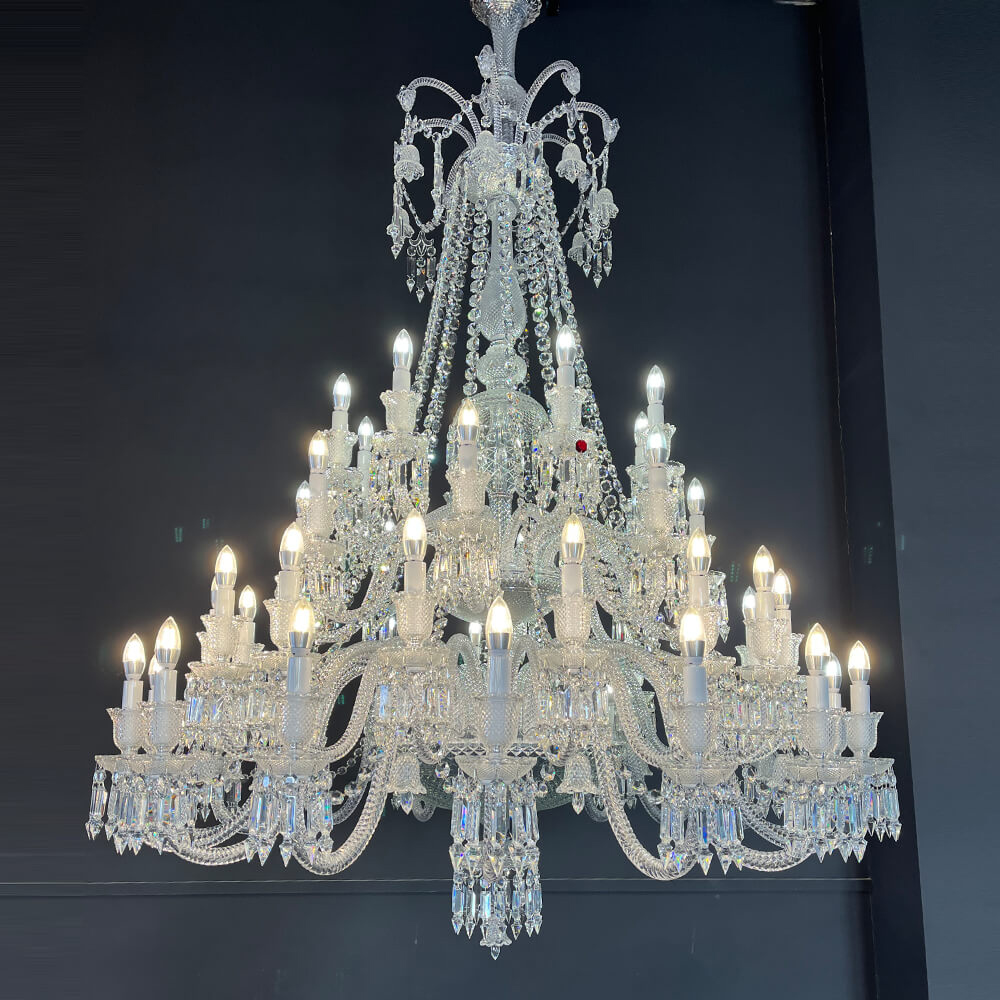 48 Lamps Elegant Zenith Baccarat Crystal Chandelier for Big Living Room