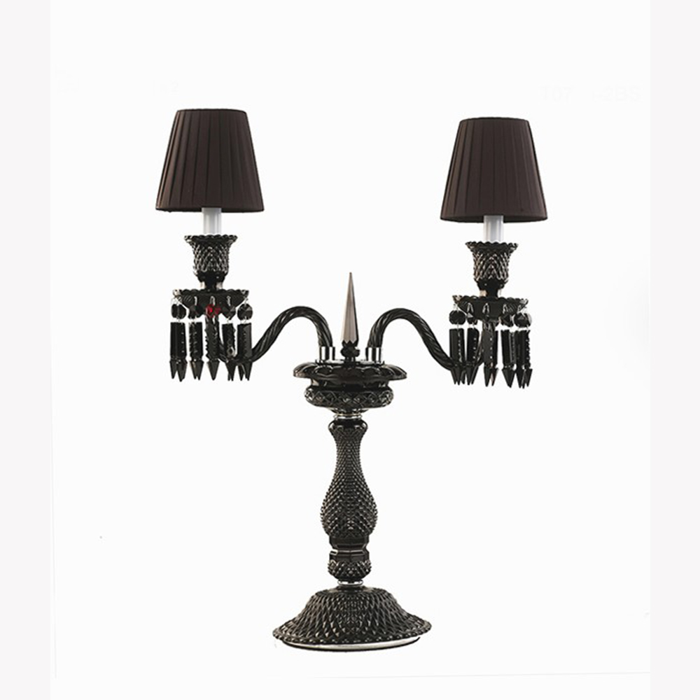 2 Lights Black Baccarat Table Lamp with Shade