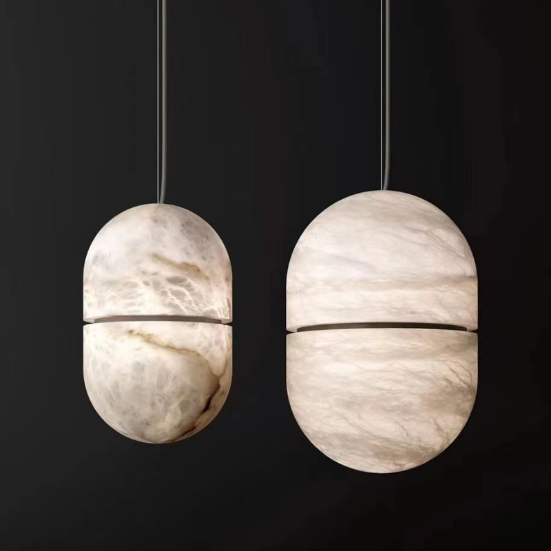 Dritë varëse ovale moderne nga alabastri
