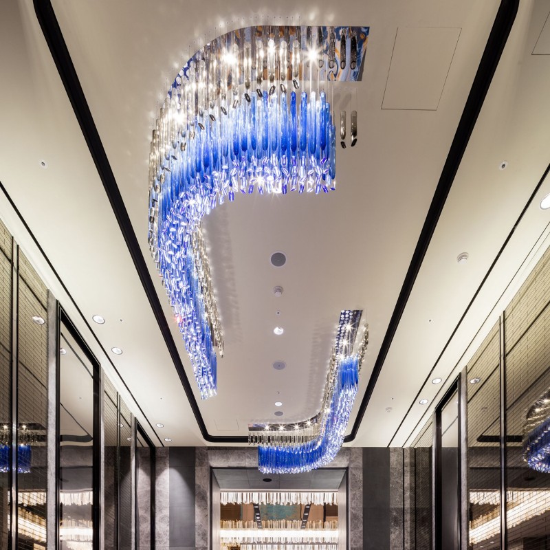 נברשת מודרנית למסדרון מלון נברשת זכוכית תקרה דקורטיבית