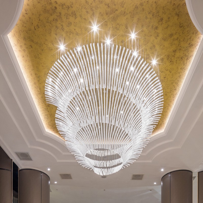 Aangepaste hotel lobby kroonluchter grote moderne kunst glazen kroonluchter