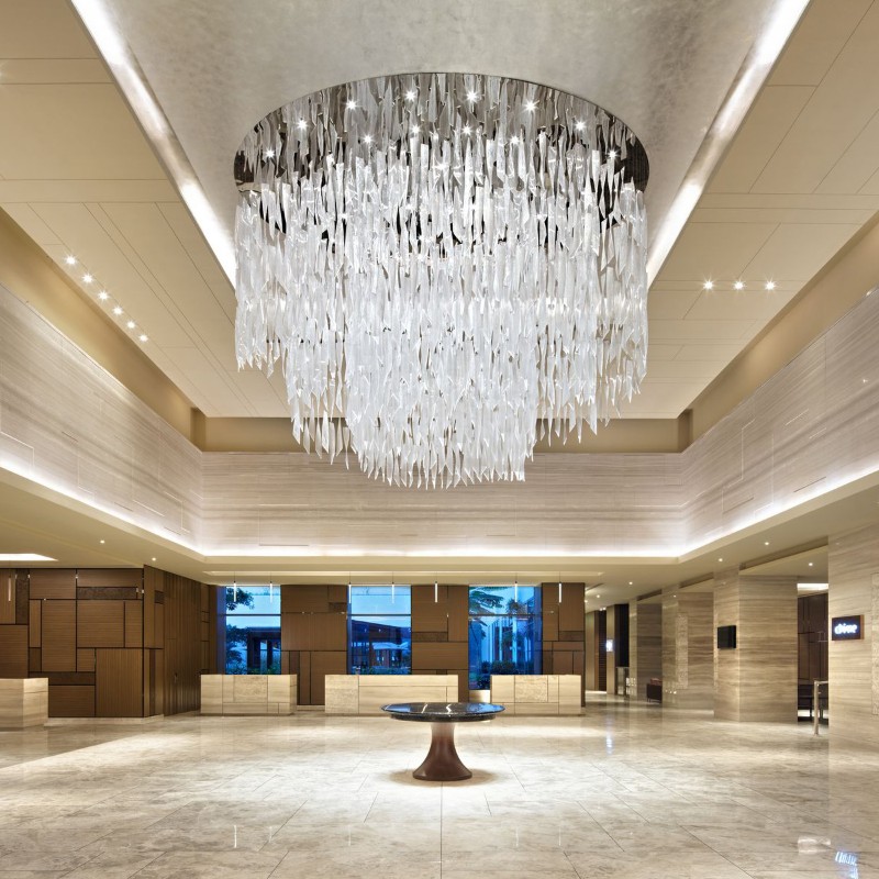 Modern Large Flush Mounted Chandelier Art Glass Chandelier for Hotel Lobby