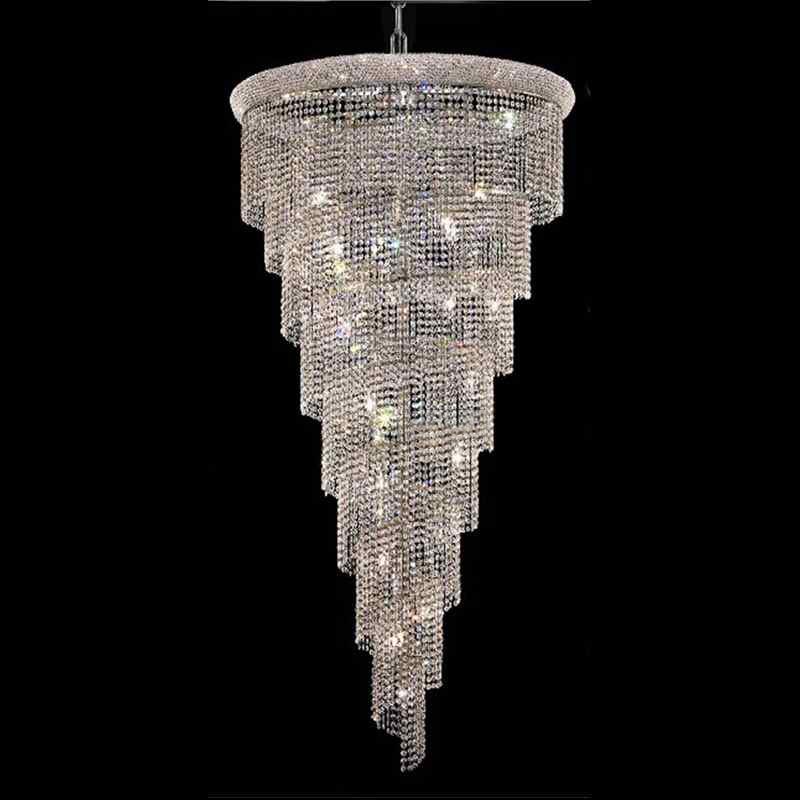 Long Stairwell Crystal Chandelier 36" W 65" H